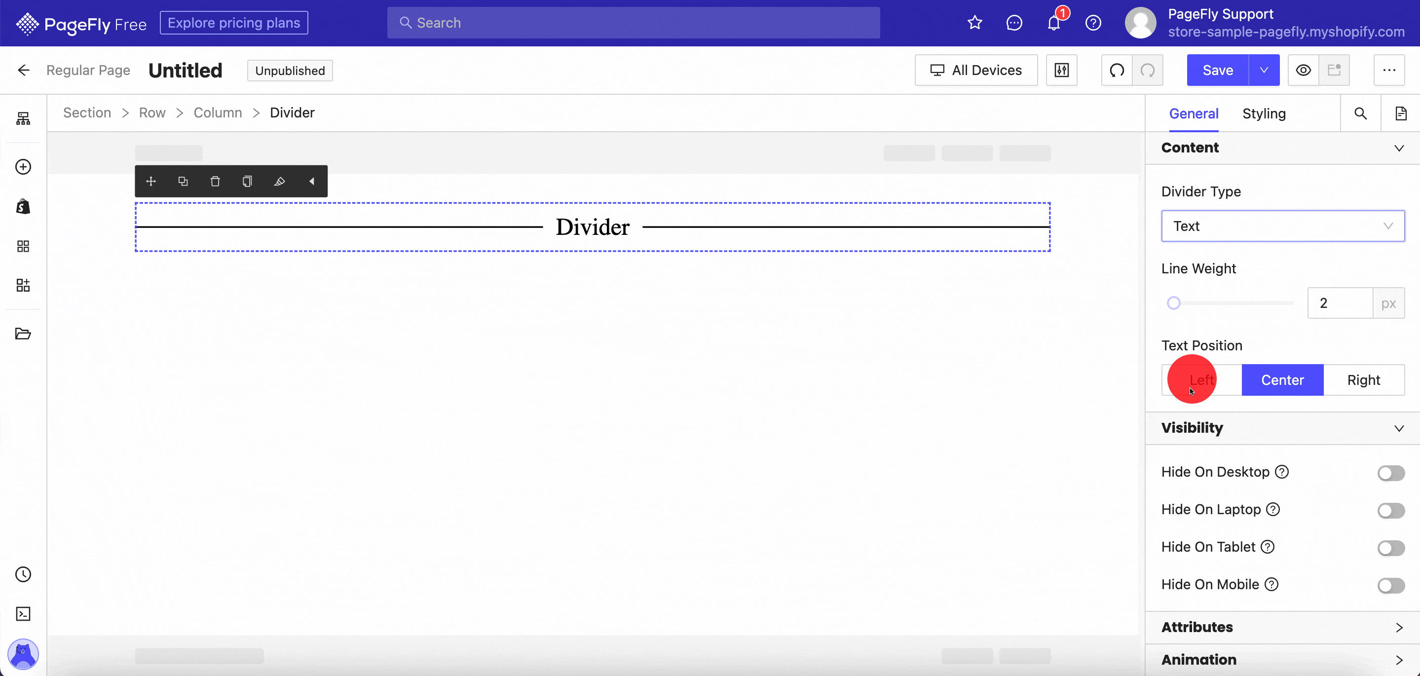 divider element