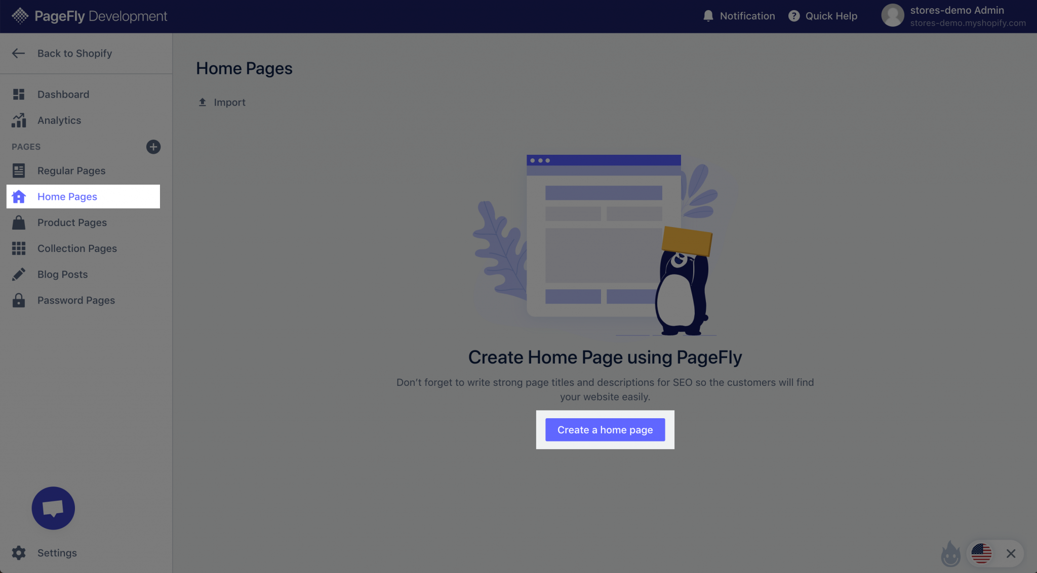 Page Types: Home Page - PageFly Manual - Work with home page