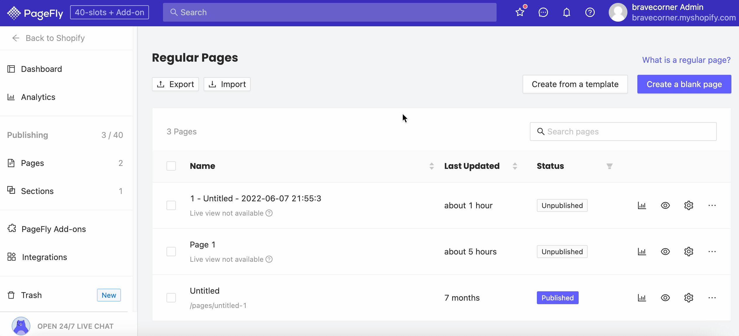 import pages