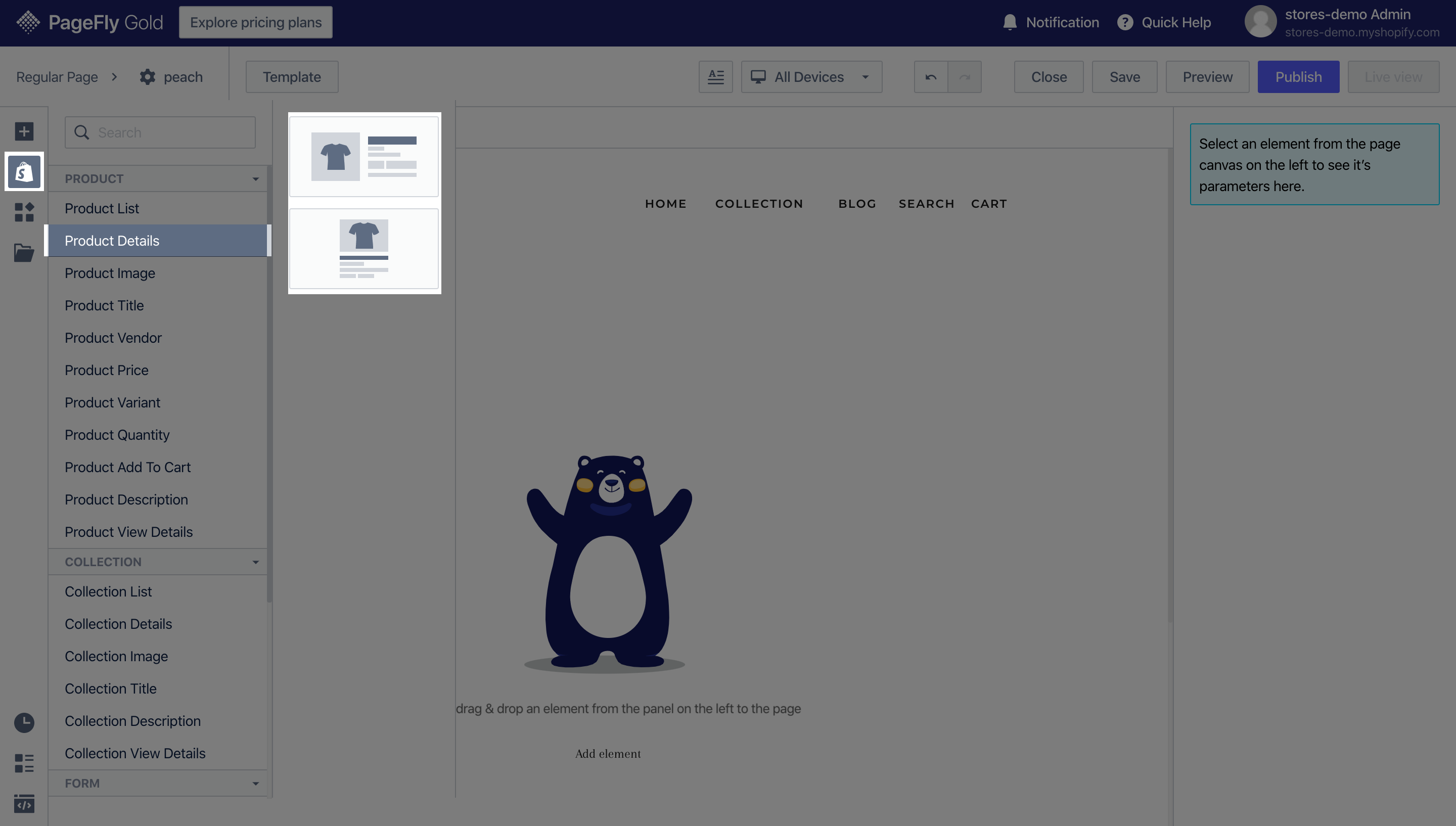 shopify elements product details