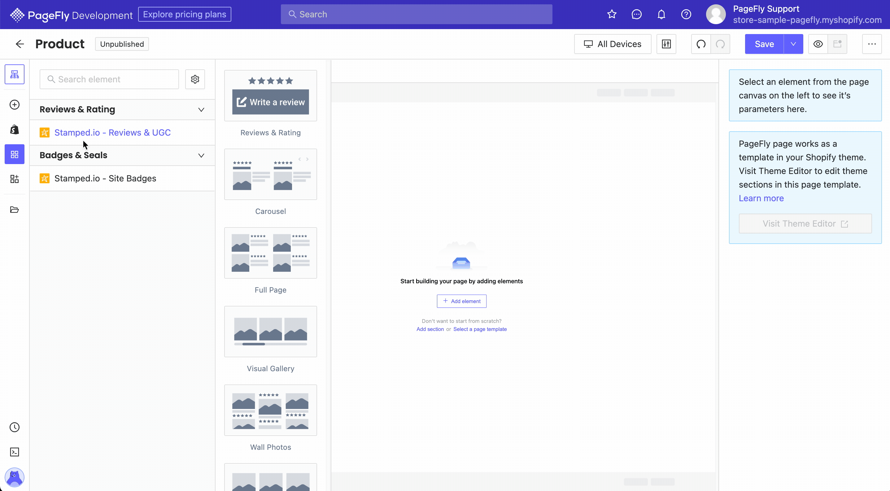 stamped.io pagefly