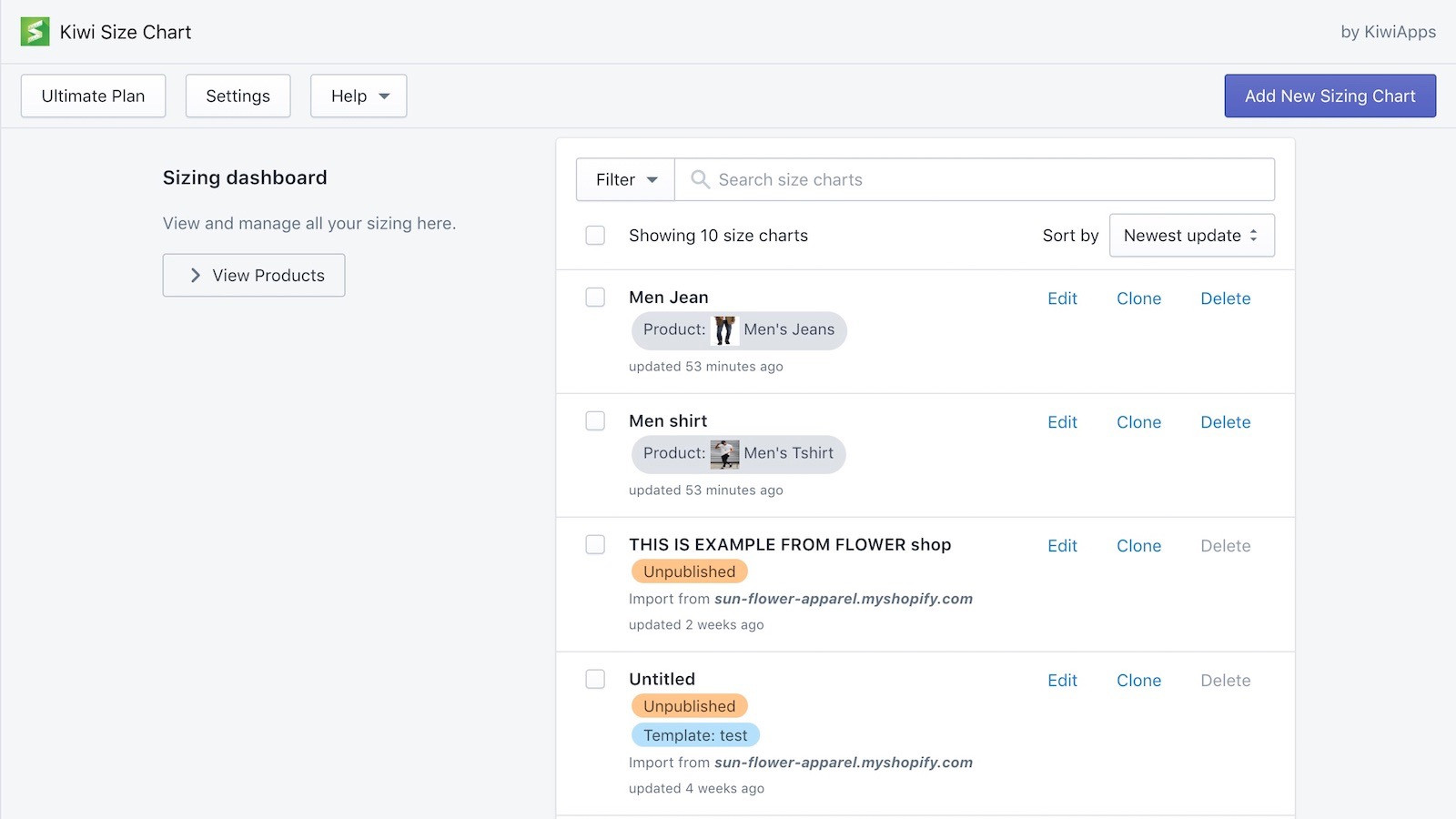 Kiwi Size Chart & Recommender element - PageFly Manual