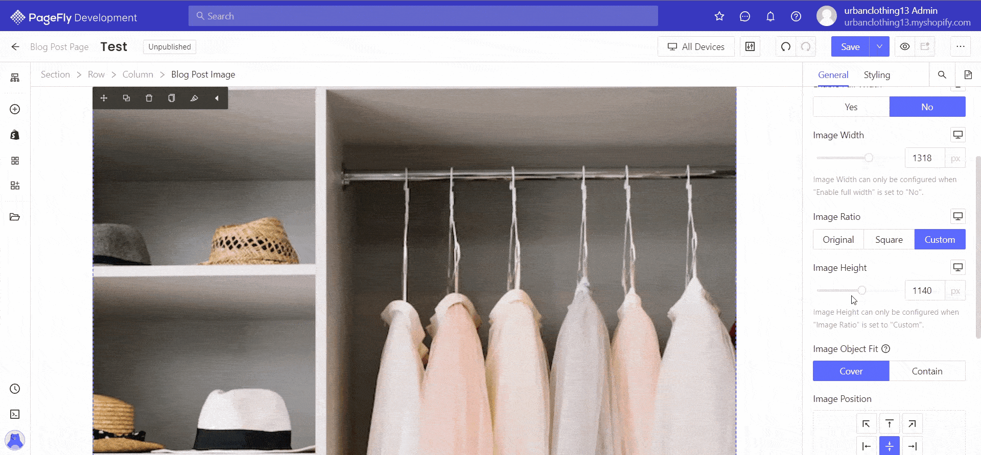 shopify element blog post image