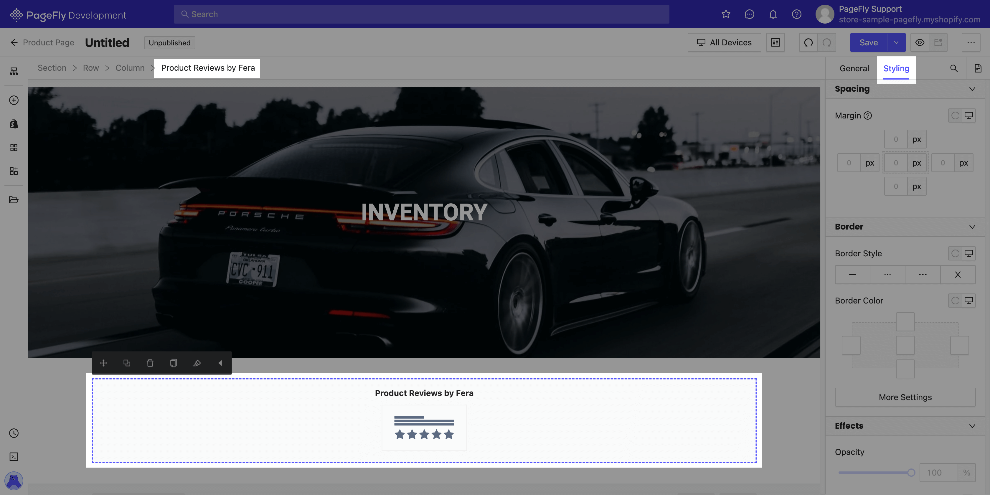 You can customize the styling of the Appointment Booking element in the Styling tab.